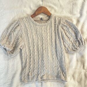 ZARA - knitted balloon sleeve pearl top